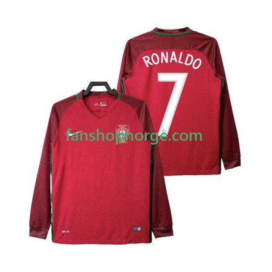 Billige Fotballdrakter Portugal Cristiano Ronaldo 7 2016 Retro Herre Hjemmedrakt Langermet