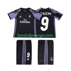 Billige Fotballdrakter Real Madrid BENZEMA 9 2016 2017 Retro Barn Tredjedrakt Kortermet
