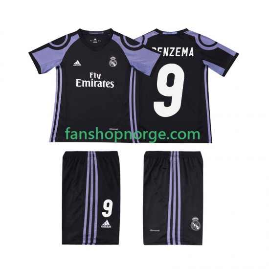 Billige Fotballdrakter Real Madrid BENZEMA 9 2016 2017 Retro Barn Tredjedrakt Kortermet
