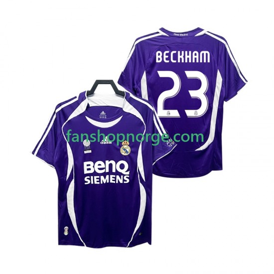 Billige Fotballdrakter Real Madrid Beckham 23 2007 Retro Herre Bortedrakt 2006 Kortermet