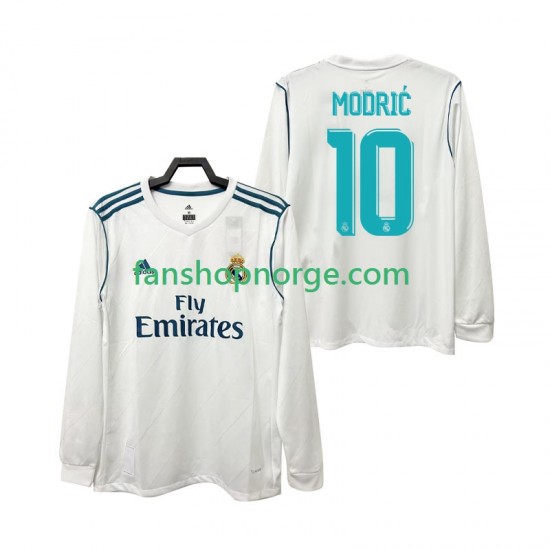 Billige Fotballdrakter Real Madrid Modrić 10 2017 2018 Retro Herre Hjemmedrakt Langermet