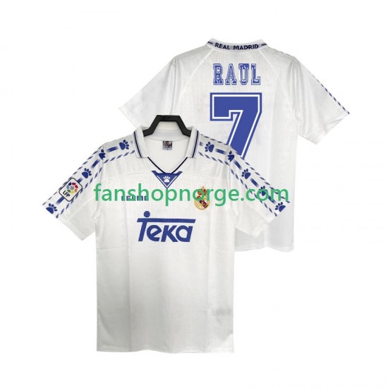 Billige Fotballdrakter Real Madrid RAUL 7 1996 1997 Retro Herre Hjemmedrakt Kortermet