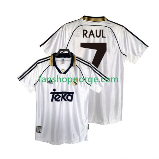 Billige Fotballdrakter Real Madrid RAUL 7 2000 Retro Herre Hjemmedrakt 1998 Kortermet