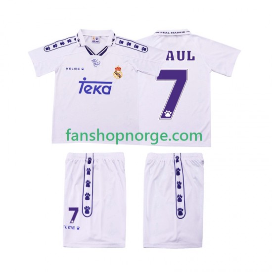 Billige Fotballdrakter Real Madrid RAUL 7 1996 Retro Barn Hjemmedrakt 1994 Kortermet