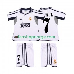 Billige Fotballdrakter Real Madrid RAUL 7 2001 Retro Barn Hjemmedrakt 2002 Kortermet