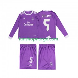 Billige Fotballdrakter Real Madrid ZIDANE 5 2016 Retro Barn Bortedrakt Langermet