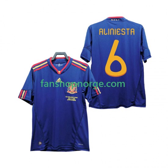Billige Fotballdrakter Spania Andres Iniesta 6 Retro Herre Bortedrakt 2010 Kortermet