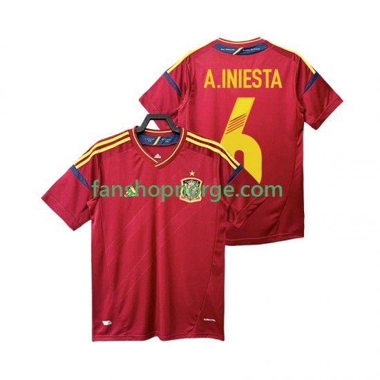 Billige Fotballdrakter Spania Andres Iniesta 6 2012 Retro Herre Hjemmedrakt Kortermet
