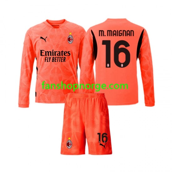 Billige Fotballdrakter AC Milan Mike Maignan 16 Keeper Barn Fjerdedrakt 2024-2025 Langermet