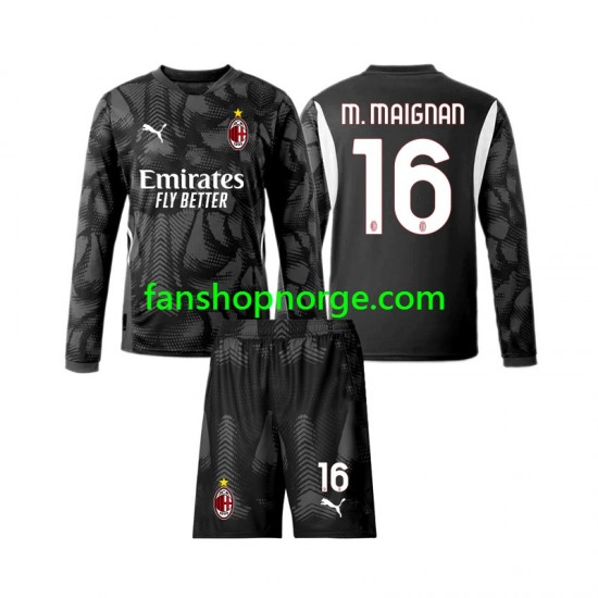 Billige Fotballdrakter AC Milan Mike Maignan 16 Keeper Barn Hjemmedrakt 2024-2025 Langermet