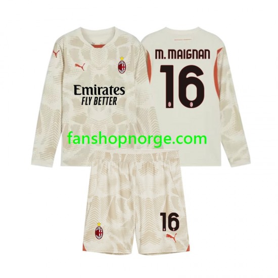 Billige Fotballdrakter AC Milan Mike Maignan 16 Keeper Barn Tredjedrakt 2024-2025 Langermet