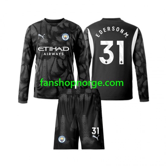 Billige Fotballdrakter Manchester City Ederson Moraes 31 Keeper Barn Fjerdedrakt 2024-2025 Langermet