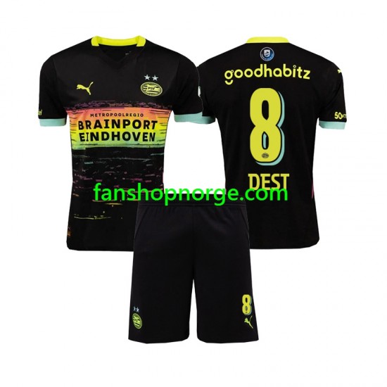 Billige Fotballdrakter PSV Eindhoven Sergino Dest 8 Barn Bortedrakt 2024-2025 Kortermet