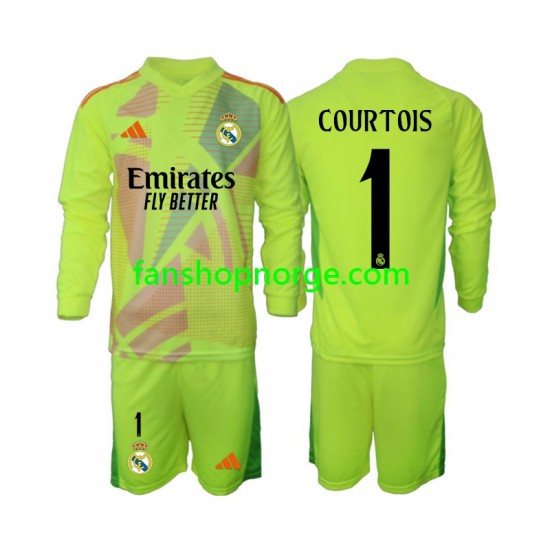 Billige Fotballdrakter Real Madrid COURTOIS 1 Keeper Barn Fjerdedrakt 2024-2025 Langermet