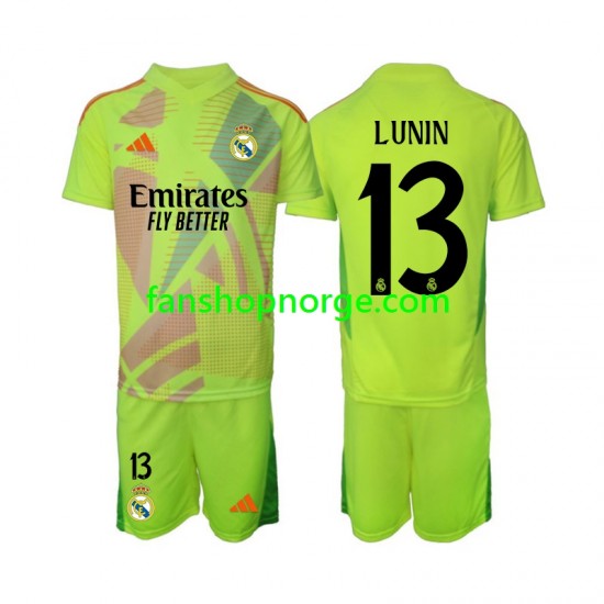 Billige Fotballdrakter Real Madrid Lunin 13 Keeper Barn Fjerdedrakt 2024-2025 Kortermet