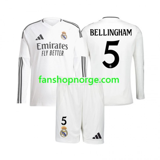 Billige Fotballdrakter Real Madrid Jude Bellingham 5 Barn Hjemmedrakt 2024-2025 Langermet