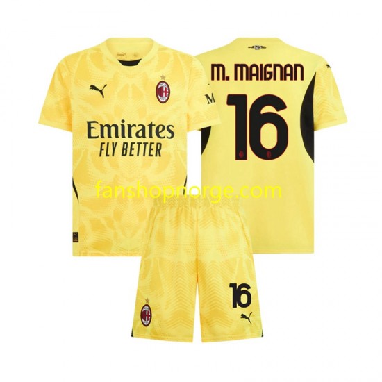 Billige Fotballdrakter AC Milan Mike Maignan 16 Keeper Barn Bortedrakt 2024-2025 Kortermet