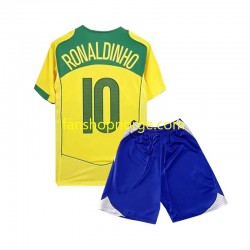 Billige Fotballdrakter Brasil Ronaldiho 10 Retro Barn Hjemmedrakt 2004 Kortermet