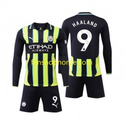 Billige Fotballdrakter Manchester City Erling Haaland 9 Barn Bortedrakt 2024-2025 Langermet
