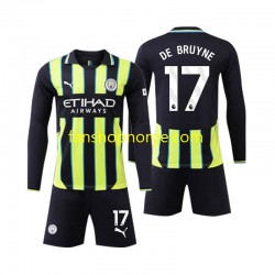 Billige Fotballdrakter Manchester City Kevin De Bruyne 17 Barn Bortedrakt 2024-2025 Langermet
