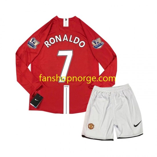 Billige Fotballdrakter Manchester United Cristiano Ronaldo 7 2007 Retro Barn Hjemmedrakt Langermet