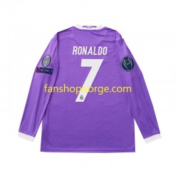 Billige Fotballdrakter Real Madrid Cristiano Ronaldo 7 2016 Retro Barn Bortedrakt Langermet