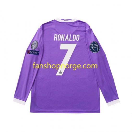 Billige Fotballdrakter Real Madrid Cristiano Ronaldo 7 2016 Retro Barn Bortedrakt Langermet