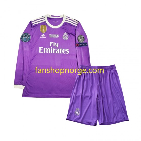 Billige Fotballdrakter Real Madrid 2016 Retro Barn Bortedrakt Langermet