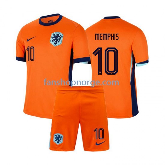 Billige Fotballdrakter Nederland Memphis Depay 10 Barn Hjemmedrakt Euro 2024 Kortermet