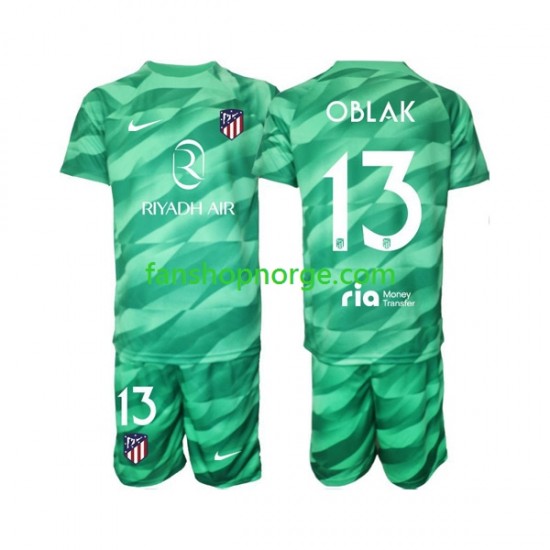 Billige Fotballdrakter Atlético Madrid Jan Oblak 13 Green color Keeper Barn Bortedrakt 2023-2024 Kortermet