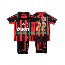 Billige Fotballdrakter AC Milan KAKA 22 -2007 Retro Barn Hjemmedrakt 2006 Kortermet