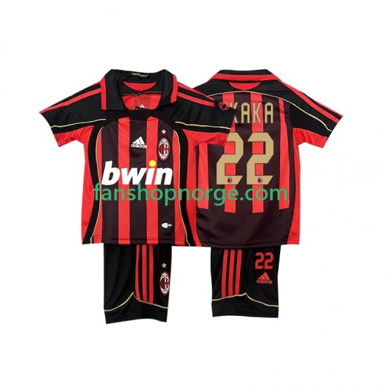 Billige Fotballdrakter AC Milan KAKA 22 -2007 Retro Barn Hjemmedrakt 2006 Kortermet