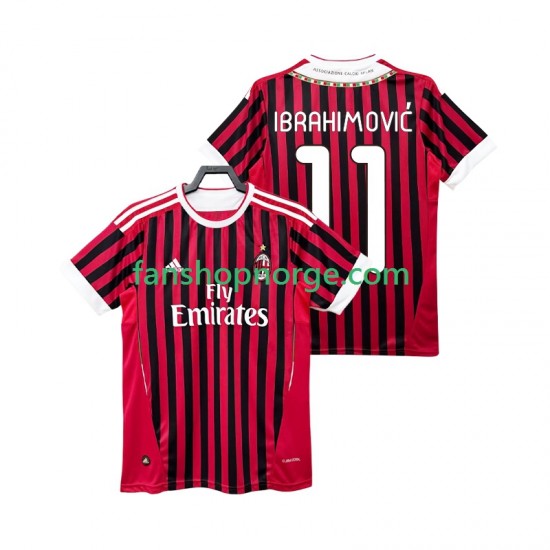 Billige Fotballdrakter AC Milan Ibrahimović Zlatan 11 2012 Retro Herre Hjemmedrakt 2011 Kortermet