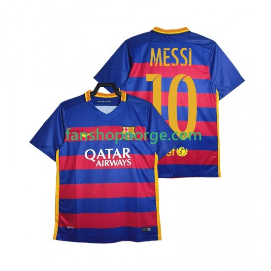 Billige Fotballdrakter FC Barcelona Lionel Messi 10 2015-2016 Retro Herre Hjemmedrakt Kortermet