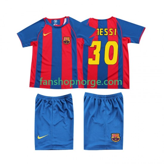 Billige Fotballdrakter FC Barcelona Lionel Messi 10 Retro Barn Hjemmedrakt 2004 Kortermet
