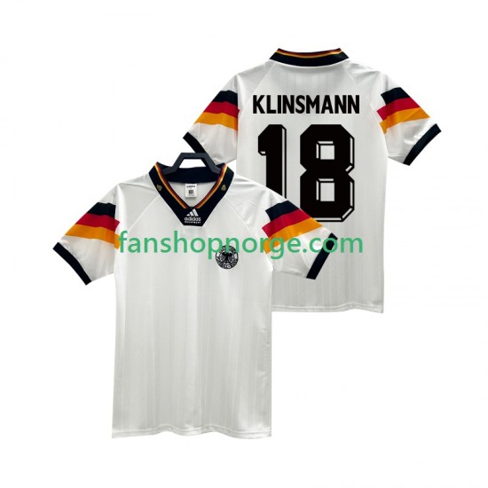 Billige Fotballdrakter Tyskland KLINSMANN 18 1992 Retro Herre Hjemmedrakt Kortermet