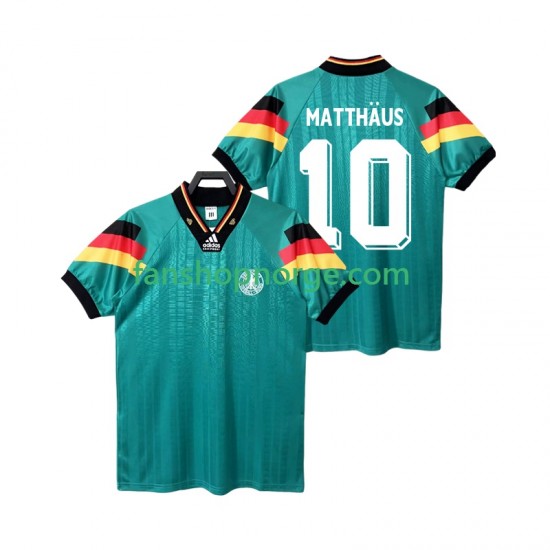 Billige Fotballdrakter Tyskland MATTHAUS 10 1992 Retro Herre Bortedrakt Kortermet