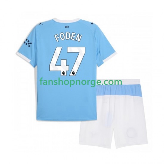 Billige Fotballdrakter Manchester City Phil Foden 47 Barn Hjemmedrakt 2025-2026 Kortermet