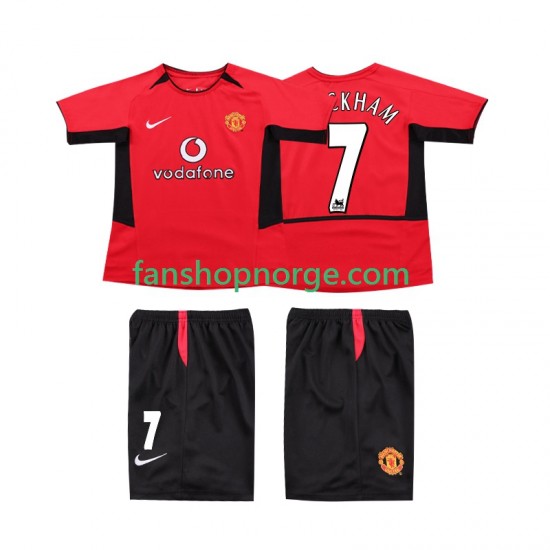 Billige Fotballdrakter Manchester United BECKHAM 7 Retro Barn Hjemmedrakt 2002 2004 Kortermet