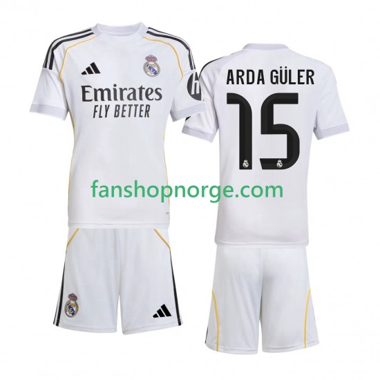 Billige Fotballdrakter Real Madrid Arda Guler 15 Barn Hjemmedrakt 2025-2026 Kortermet