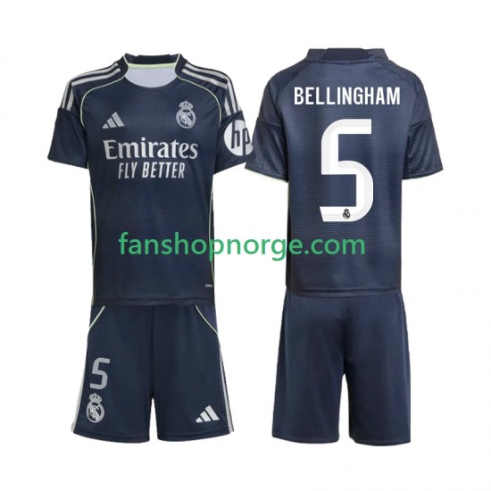 Billige Fotballdrakter Real Madrid Jude Bellingham 5 Barn Bortedrakt 2025-2026 Kortermet