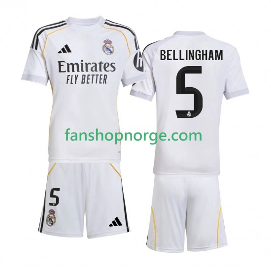 Billige Fotballdrakter Real Madrid Jude Bellingham 5 Barn Hjemmedrakt 2025-2026 Kortermet