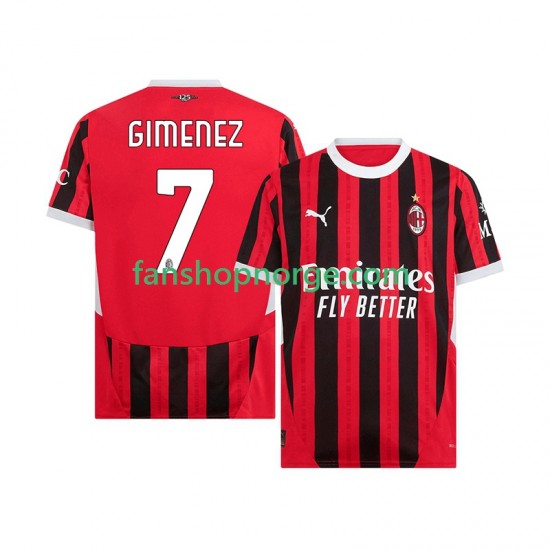 Billige Fotballdrakter AC Milan Santiago Gimenez 7 Herre Hjemmedrakt 2024-2025 Kortermet
