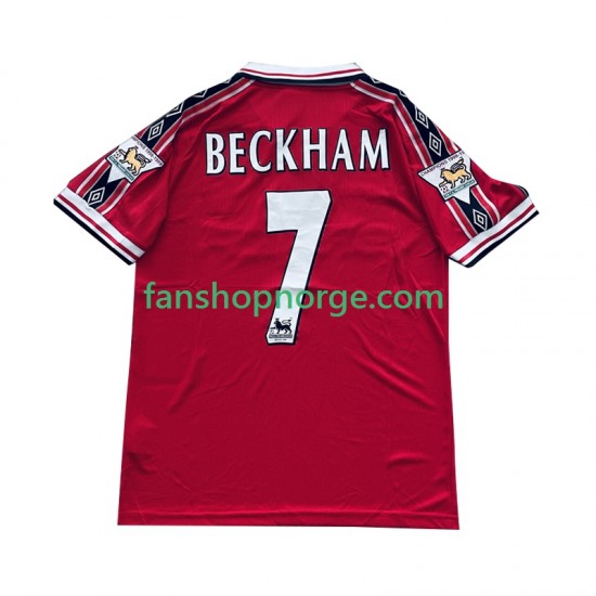 Billige Fotballdrakter Manchester United Beckham 7 Retro Herre Hjemmedrakt 1998 1999 Kortermet