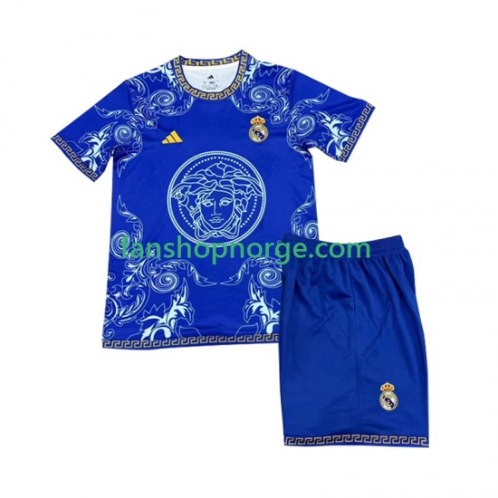 Billige Fotballdrakter Real Madrid Versace Blue Edition Barn Hjemmedrakt 2024-2025 Kortermet