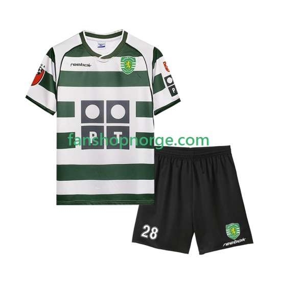 Billige Fotballdrakter Sporting CP Cristiano Ronaldo 28 2001 2003 Retro Barn Hjemmedrakt Kortermet