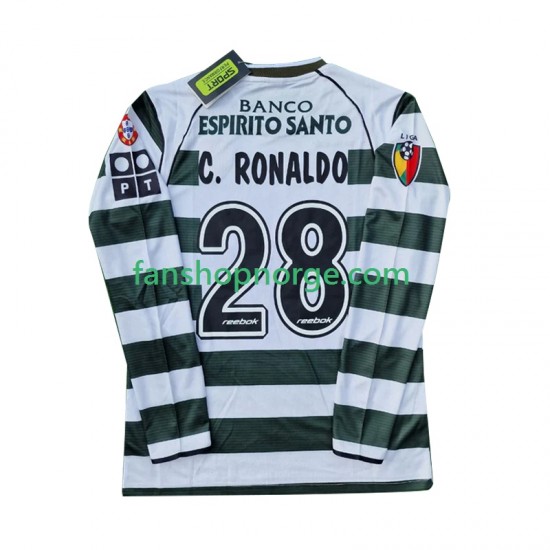 Billige Fotballdrakter Sporting CP Cristiano Ronaldo 28 2001 2003 Retro Herre Hjemmedrakt Langermet