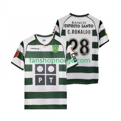 Billige Fotballdrakter Sporting CP Cristiano Ronaldo 28 2001 2003 Retro Herre Hjemmedrakt Kortermet
