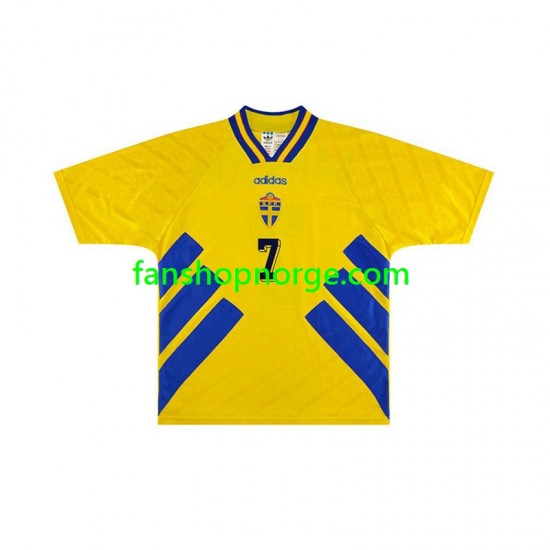 Billige Fotballdrakter Sverige Henrik Larsson 7 Retro Herre Hjemmedrakt 1994 Kortermet