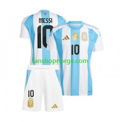 Billige Fotballdrakter Argentina Lionel Messi 10 Copa America 2024 Barn Hjemmedrakt Kortermet